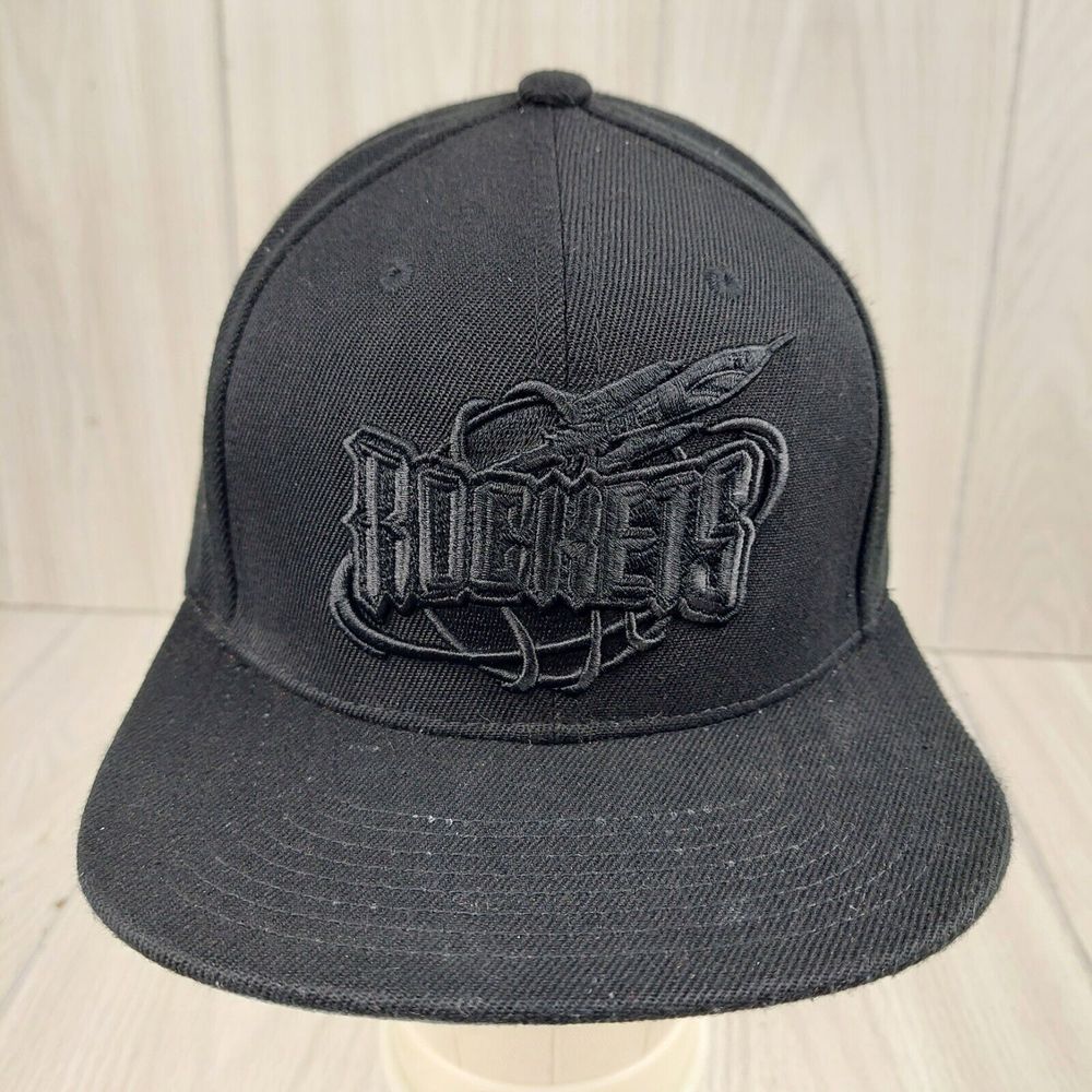 Houston Rockets Mitchell & Ness Hat Cap NBA HWC Snapback All Black‎ Blackout